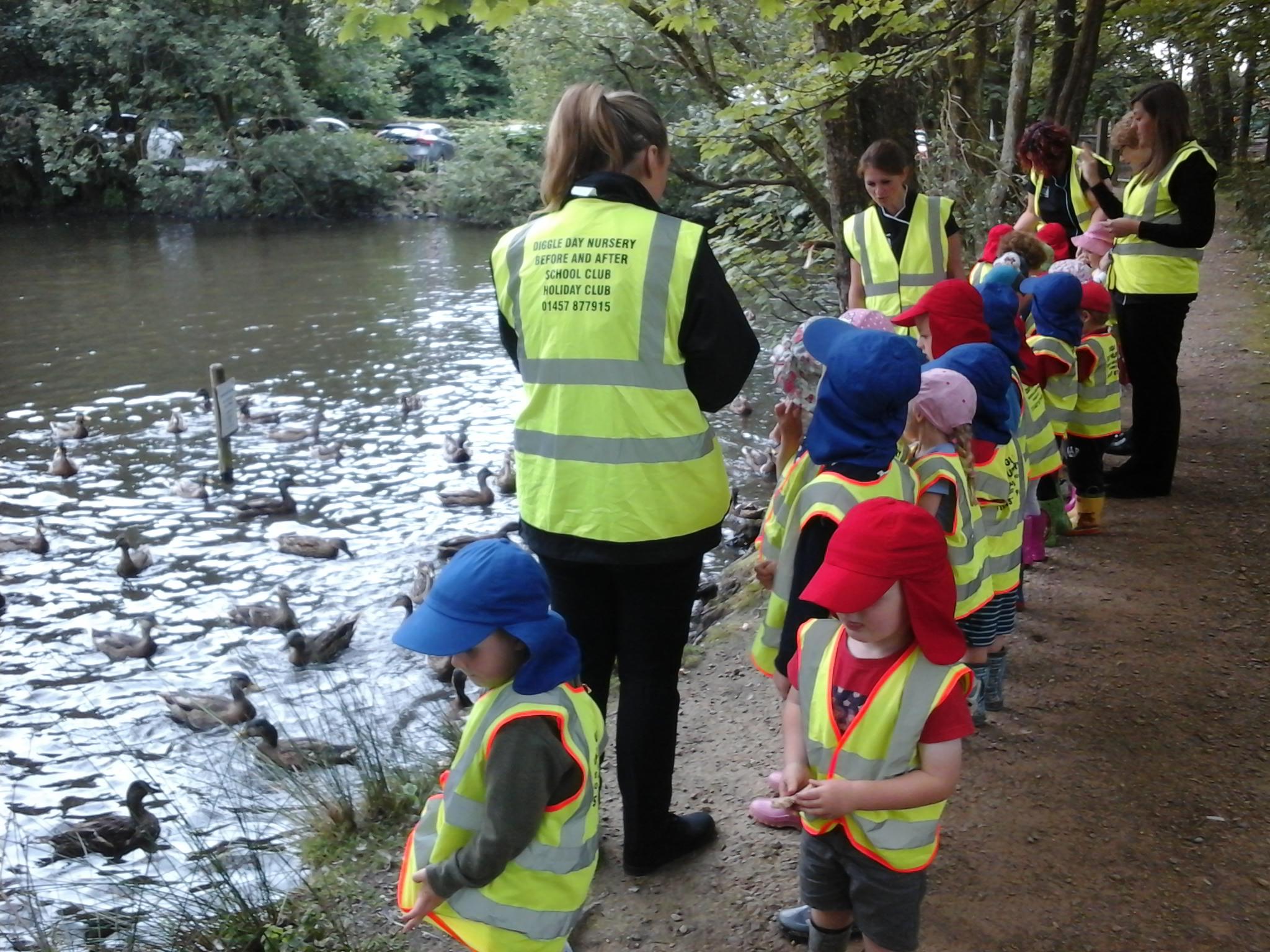 A nursery trip to feed the ducks and explore the local environment